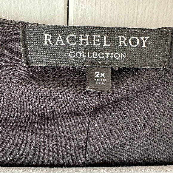 Rachel Roy Collection Pleated Metallic Wrap Dress Black & Gold 2X NWT - Picture 7 of 9